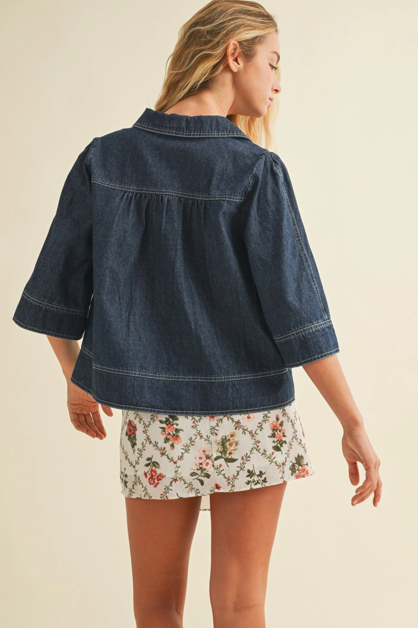 ALLIE DENIM SWING TOP Standard Piece Smooth Minimalist