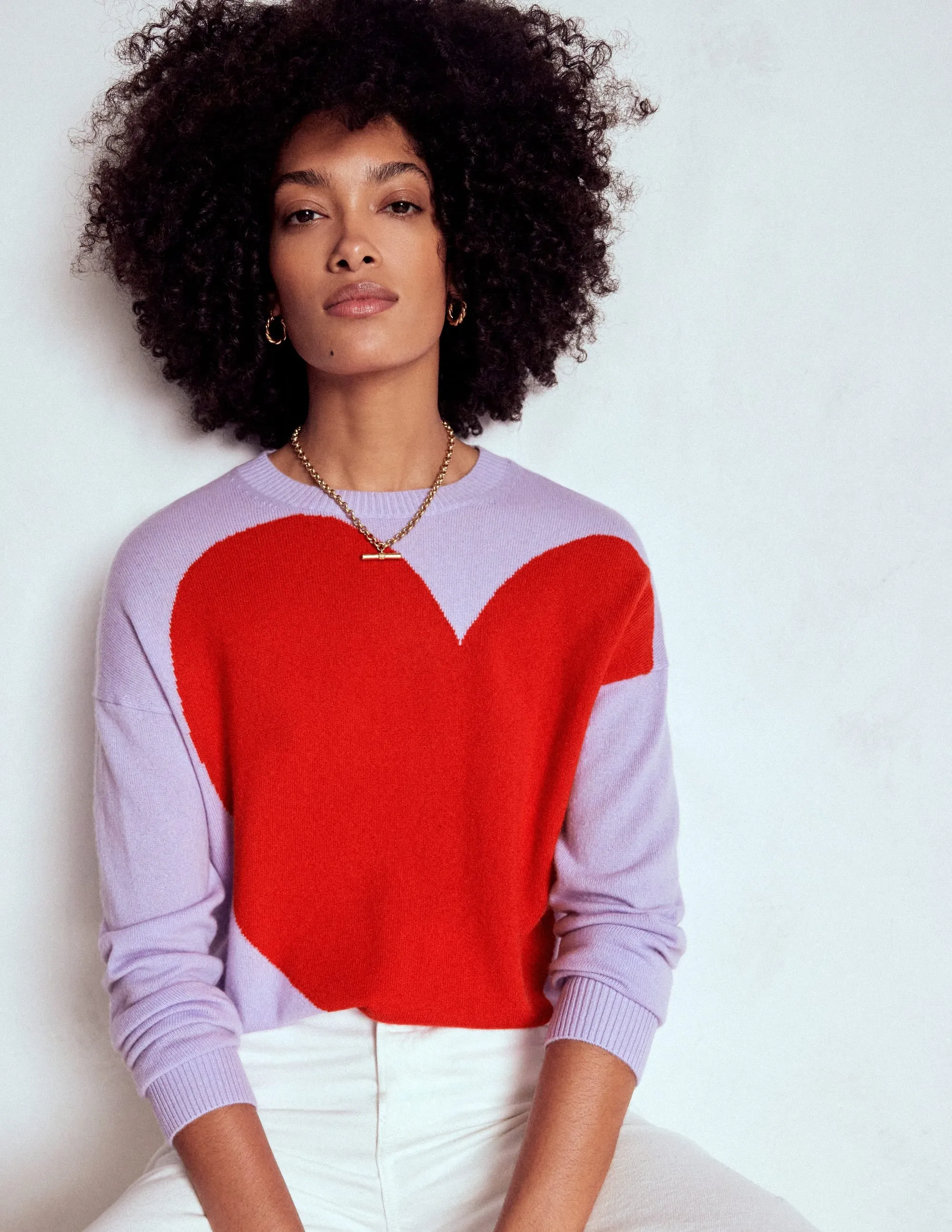 Zero Waste Knitting Technique Seasonal Casual Look Lydia Cashmere Jumper-Purple Heart