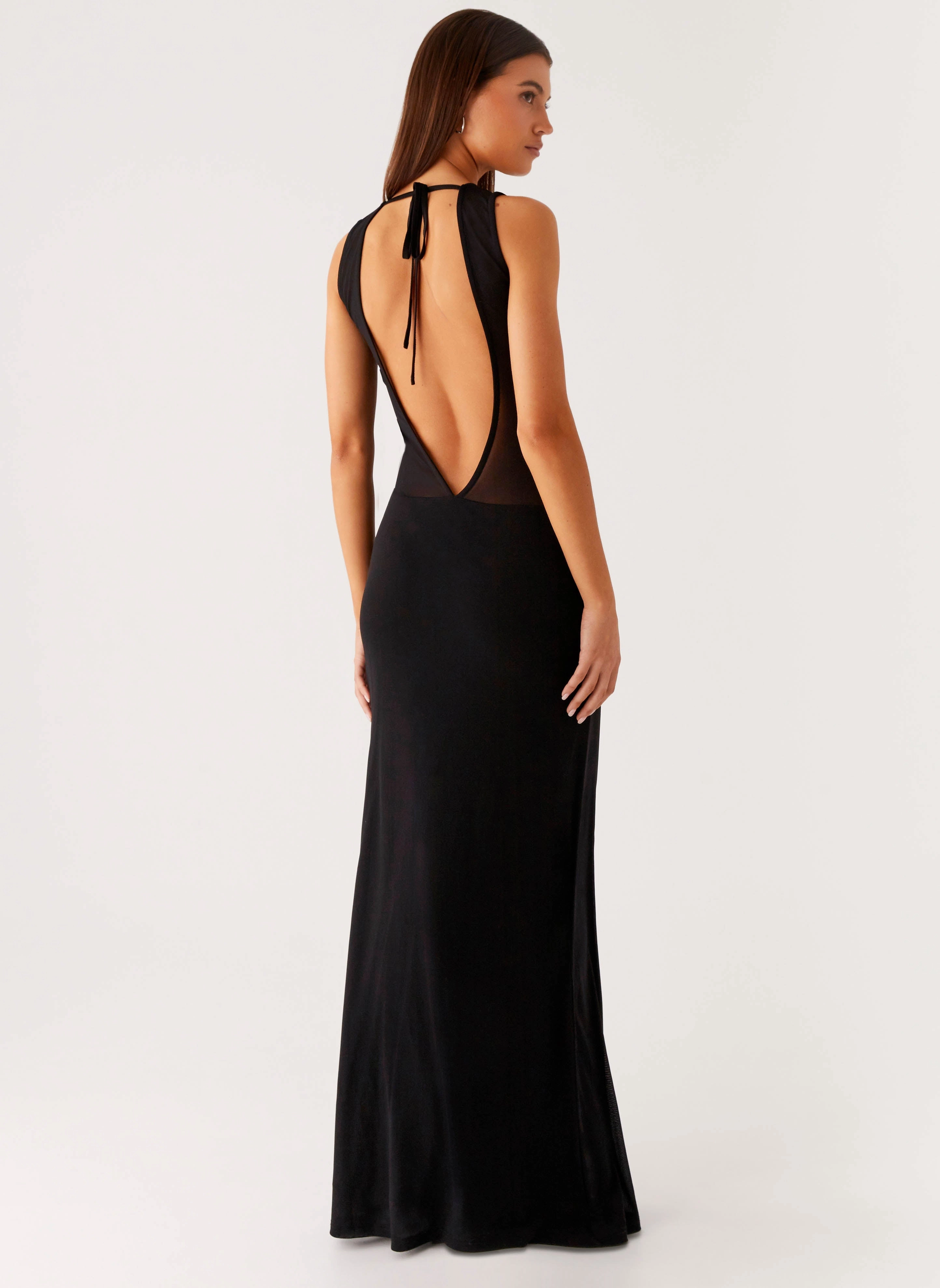 lyria Mesh Maxi Dress - Black