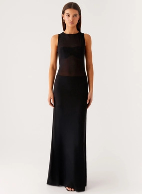 lyria Mesh Maxi Dress - Black