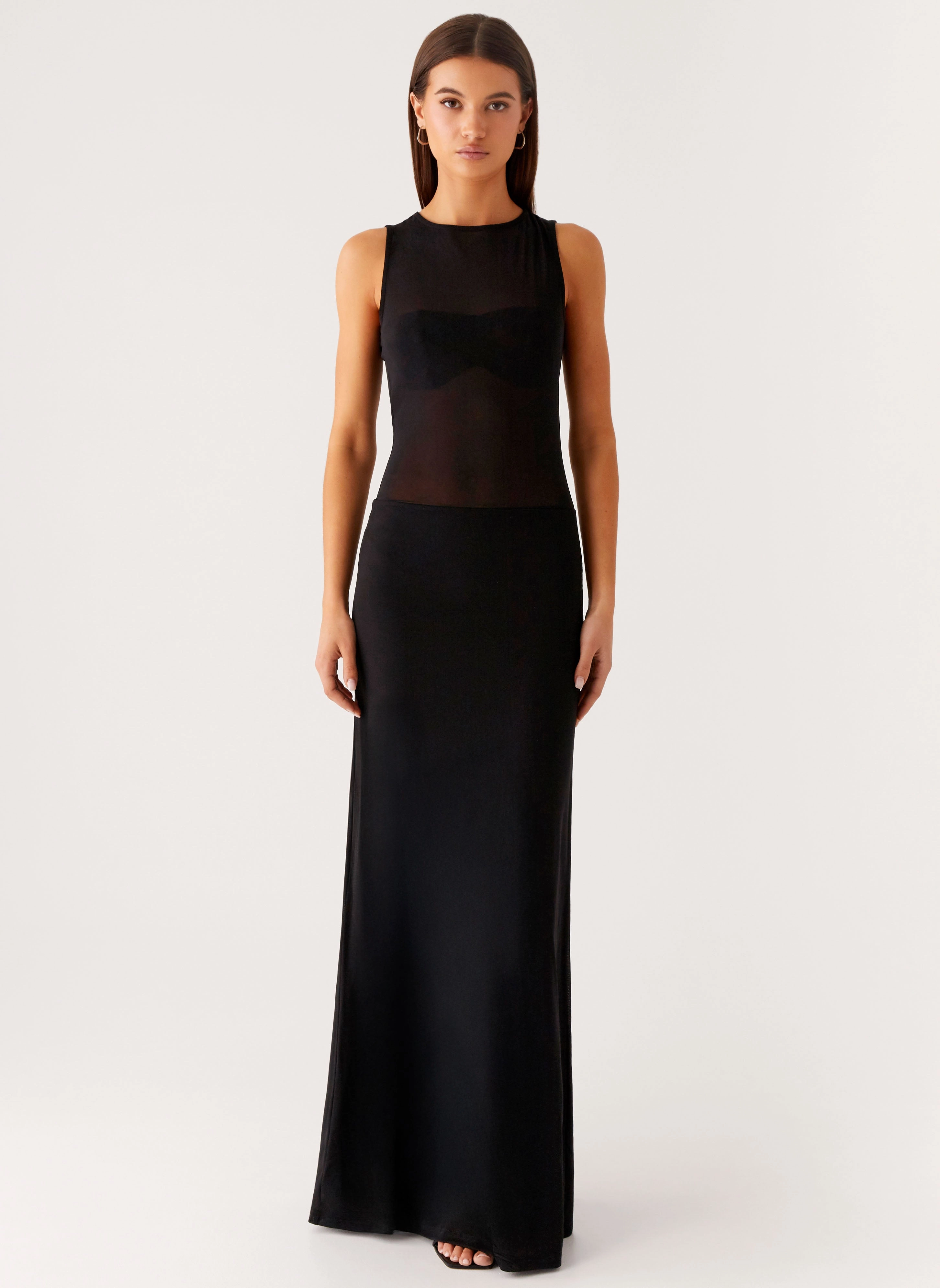 lyria Mesh Maxi Dress - Black
