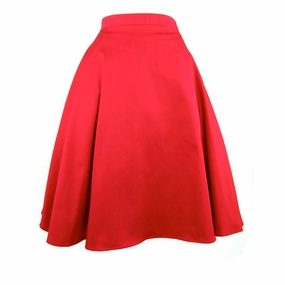 Rockabilly Red Full  Circle  Skirt #FS-R536 Sophisticated Casual Vibrant color