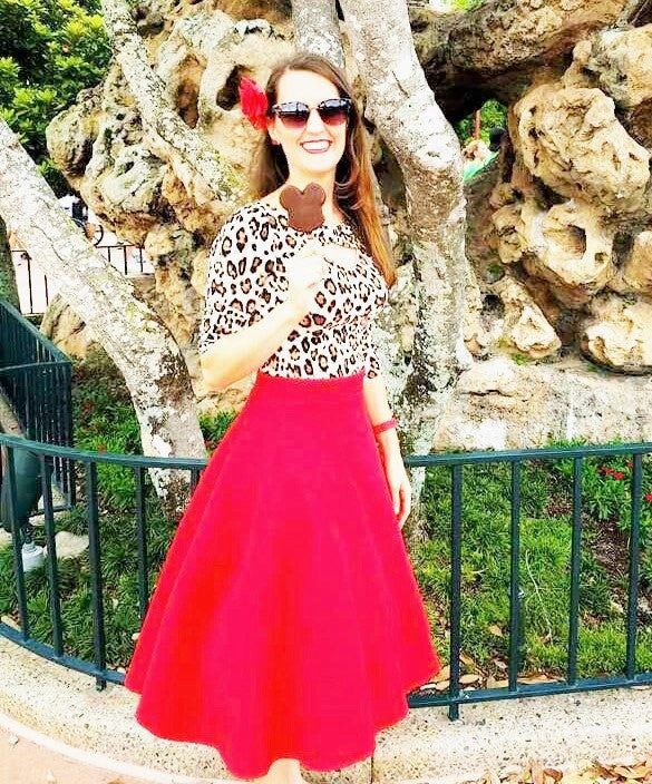 Rockabilly Red Full  Circle  Skirt #FS-R536 Daily Wear