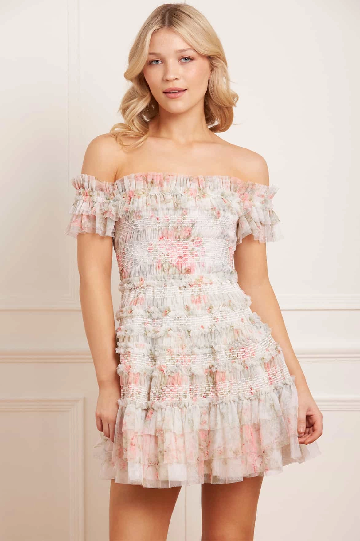 Madame Rose Elodie Off-Shoulder Micro Mini Dress Asymmetric-Neck Chill Vibes