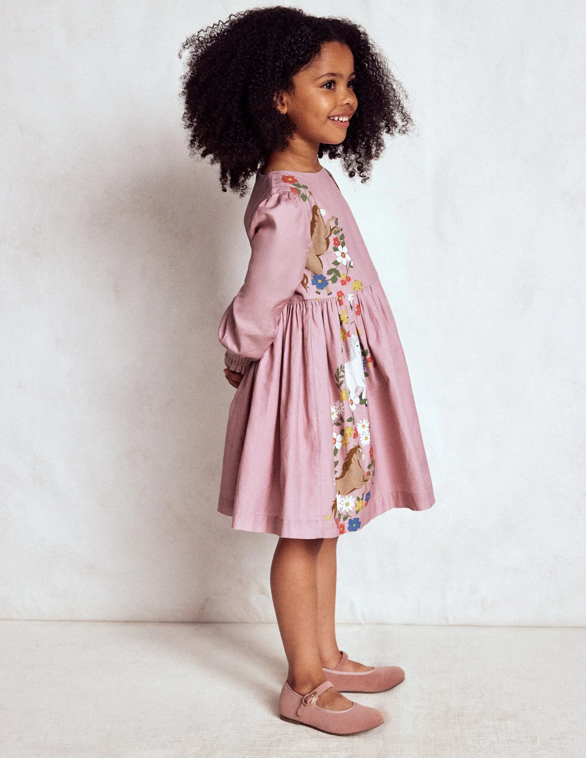 Madeline Long Sleeve Dress-Formica Pink Horses Move Easy