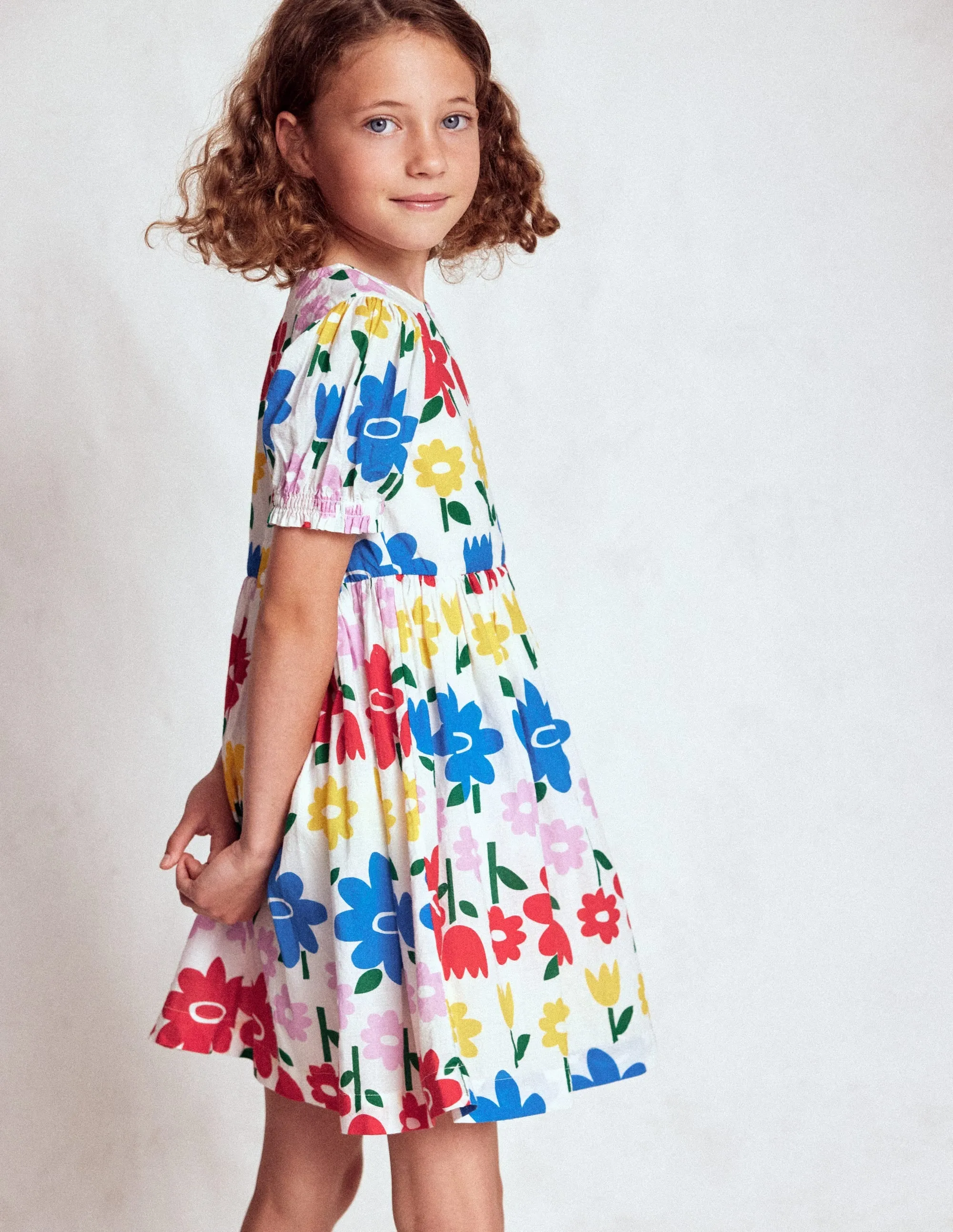 Madeline Woven Dress-Multi Rainbow Flower Straight-Cut Fashion Mix