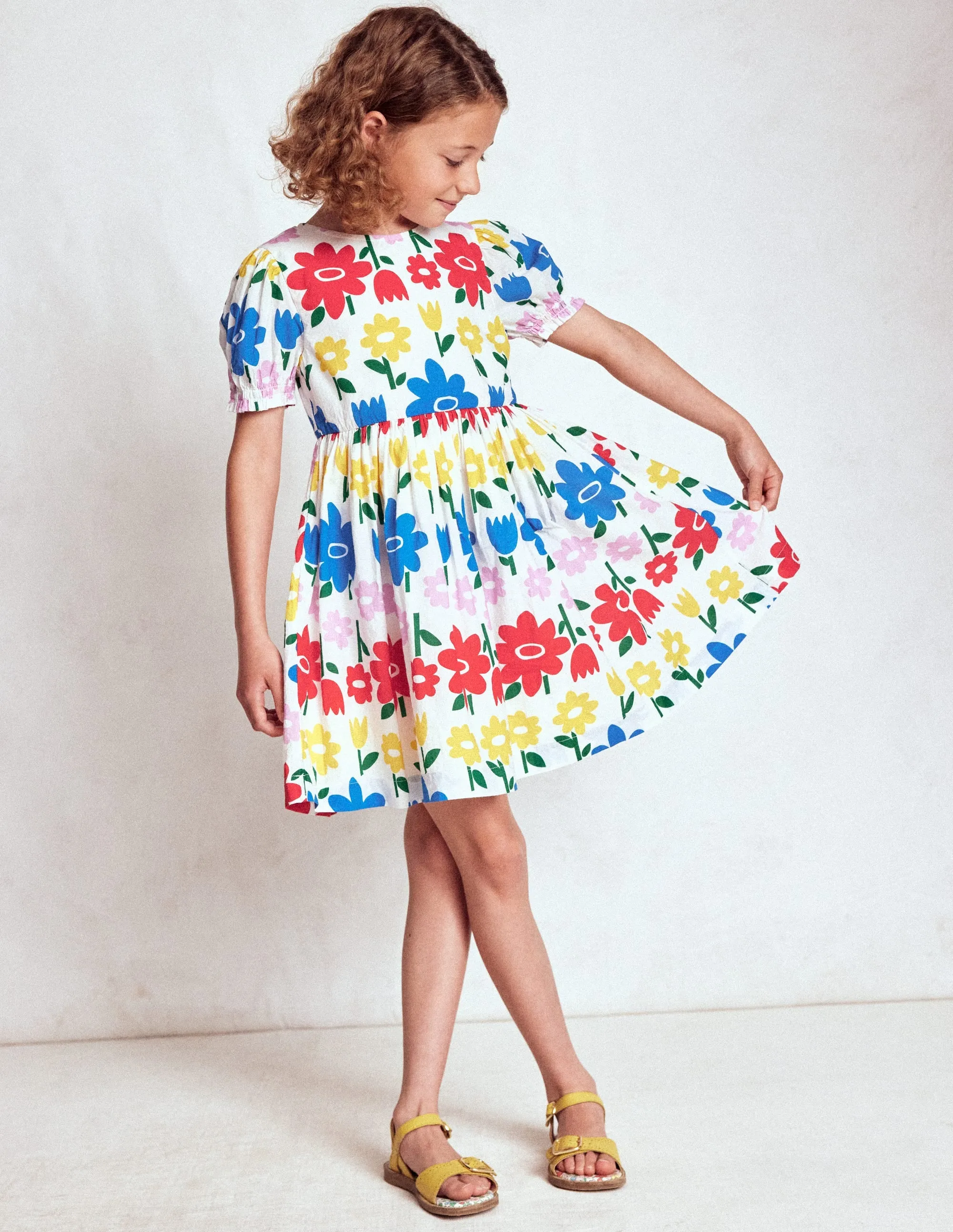 Movement Friendly vacation look Madeline Woven Dress-Multi Rainbow Flower