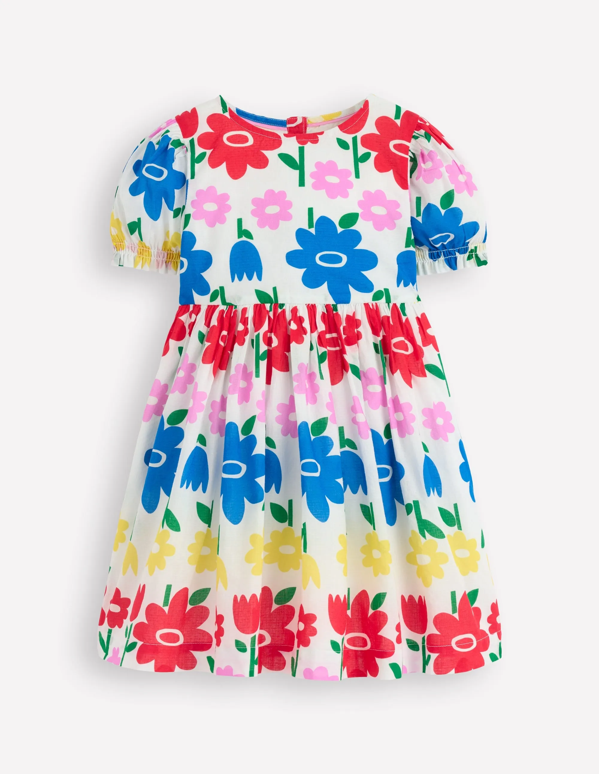 Madeline Woven Dress-Multi Rainbow Flower Earth Colors Versatile-Style