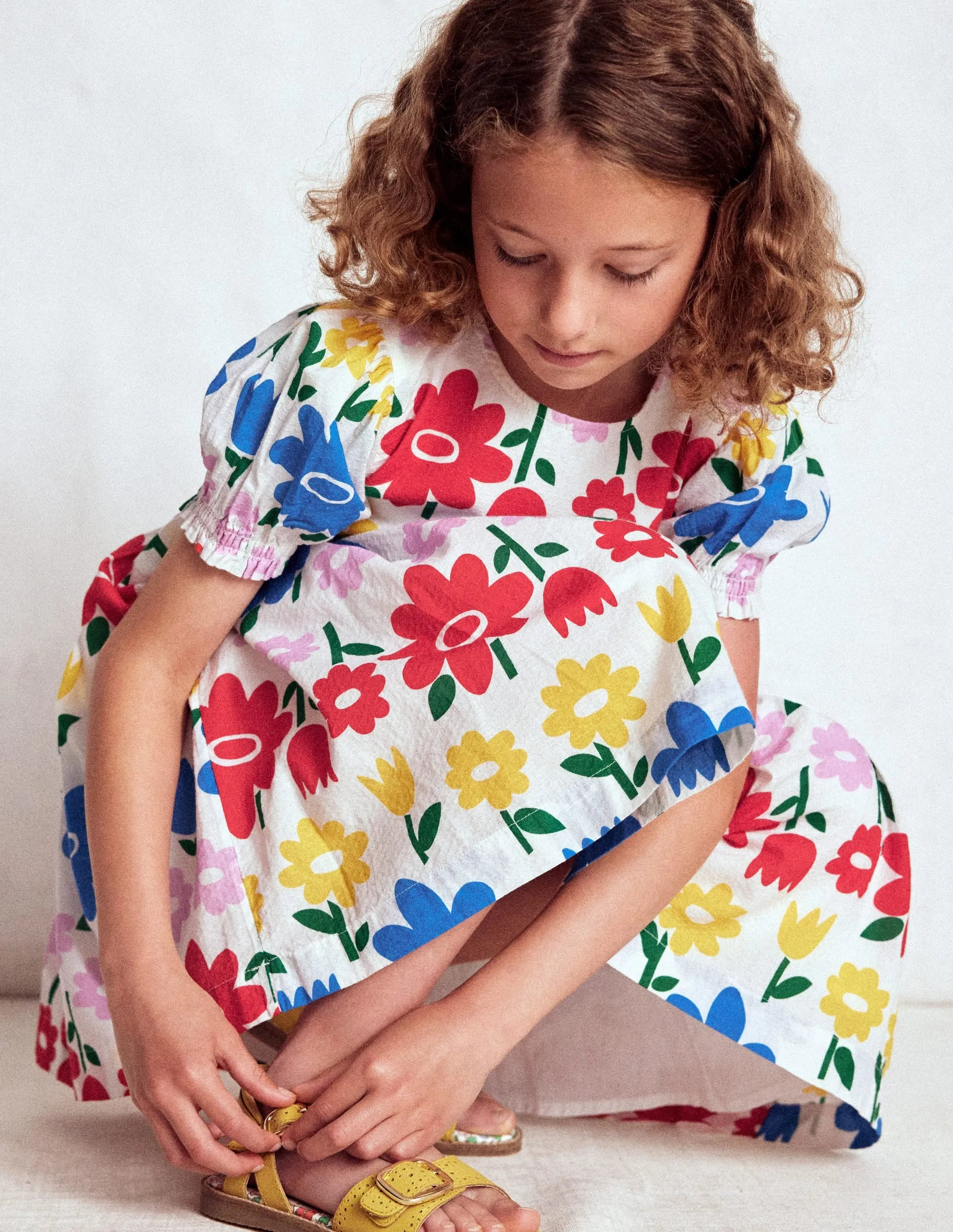 Chic Appeal Soft Appearance Madeline Woven Dress-Multi Rainbow Flower