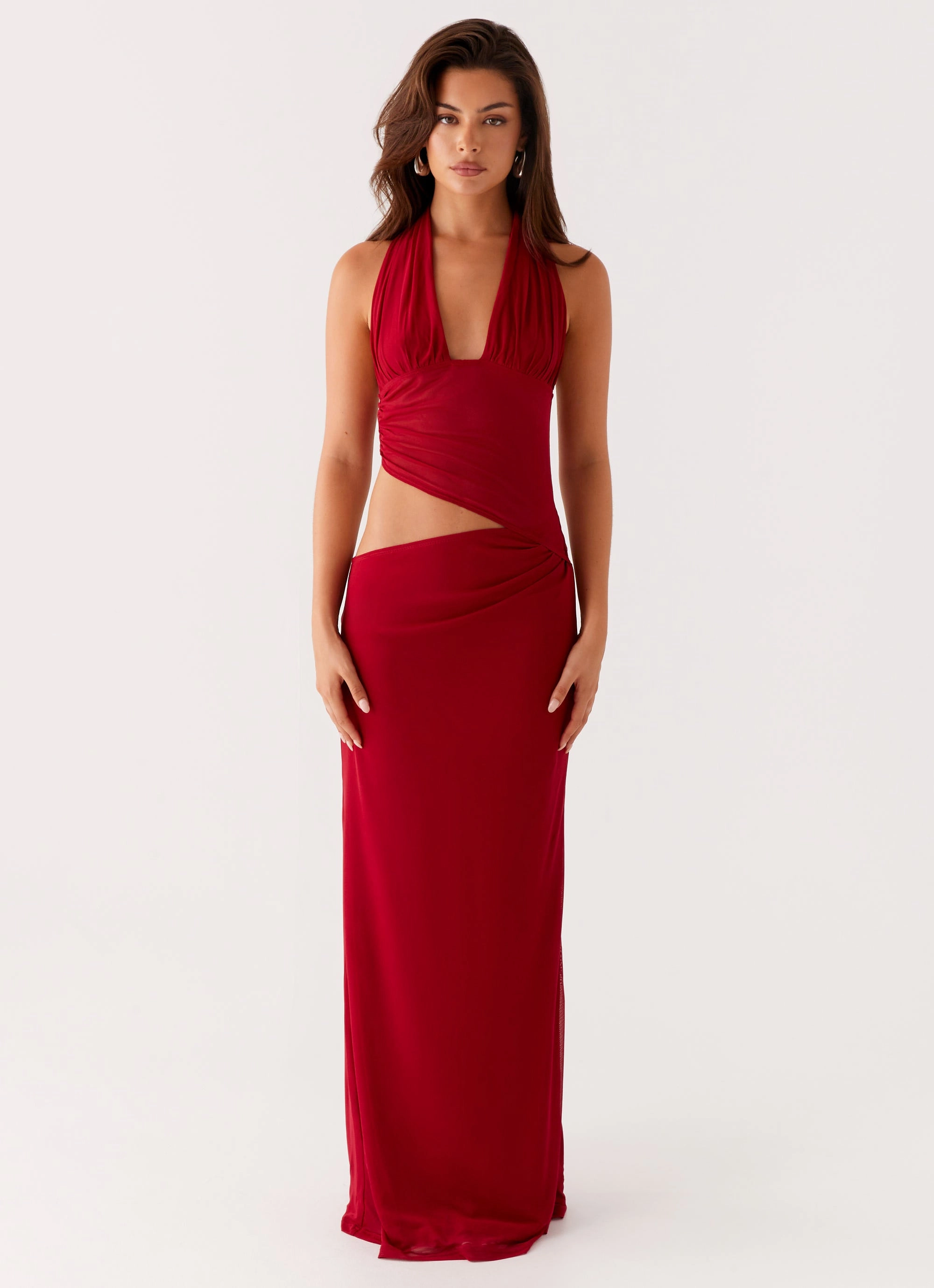Main Act Halter Maxi Dress - Raspberry
