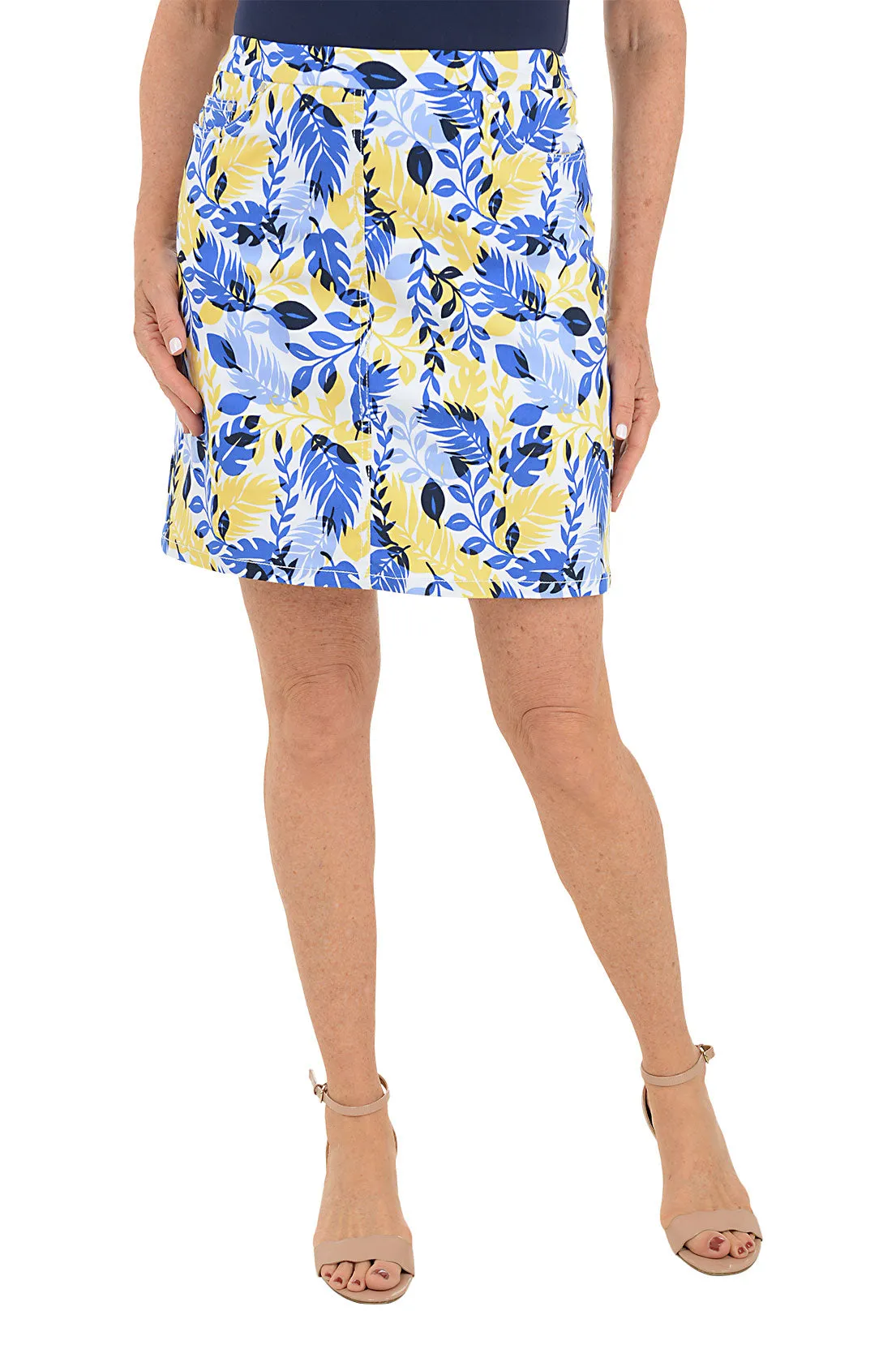 Making Waves Overlapping Leaves Skort Four Way Stretch Practical Fit