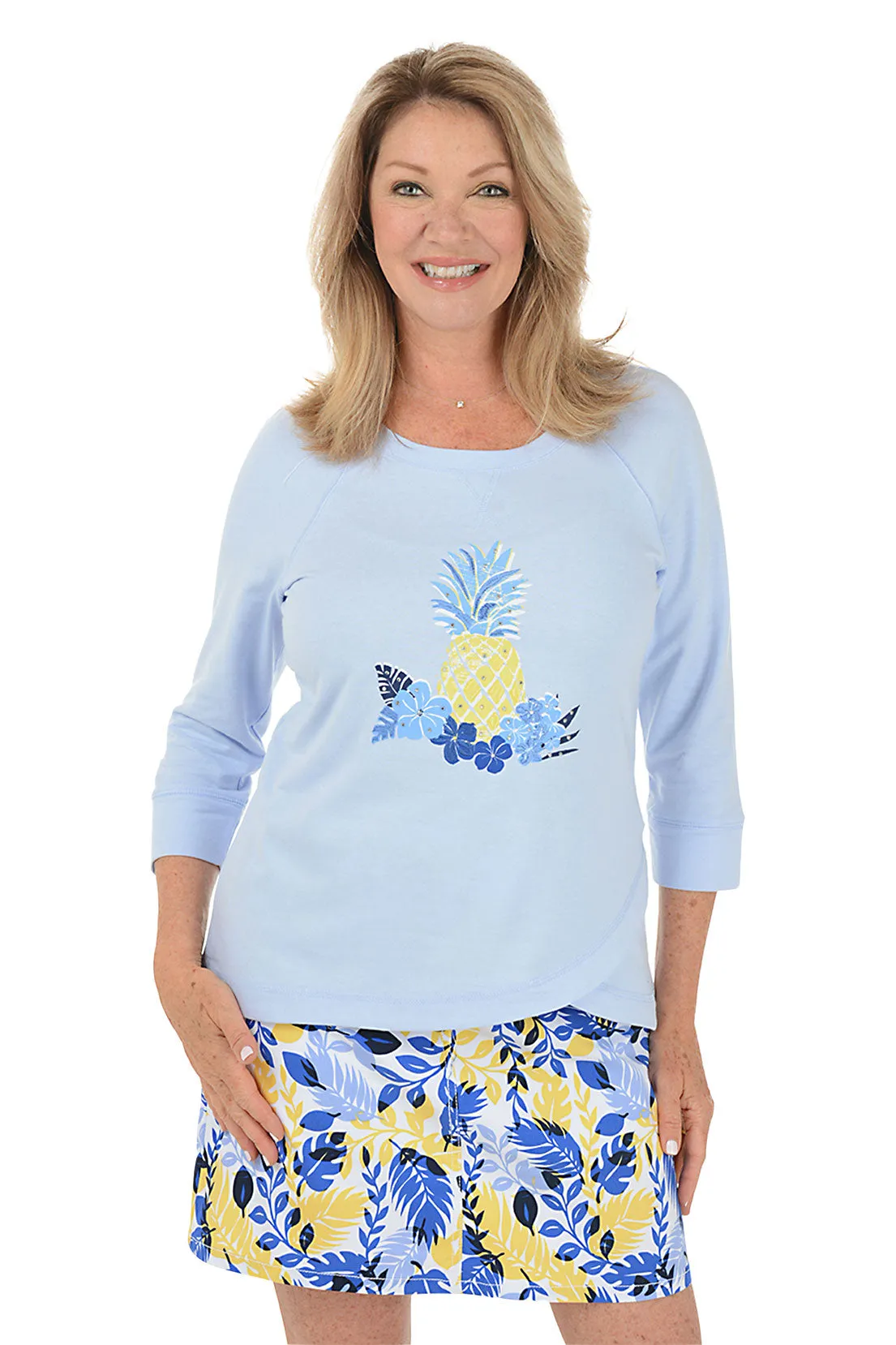 Making Waves Pineapple Tulip Hem Top Summer Sweater EcoFriendlyMaterial