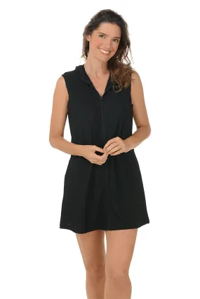 Anti Pilling Durable Interlock Stitch Maldives Sleeveless Zip-Front Hoodie Cover-Up