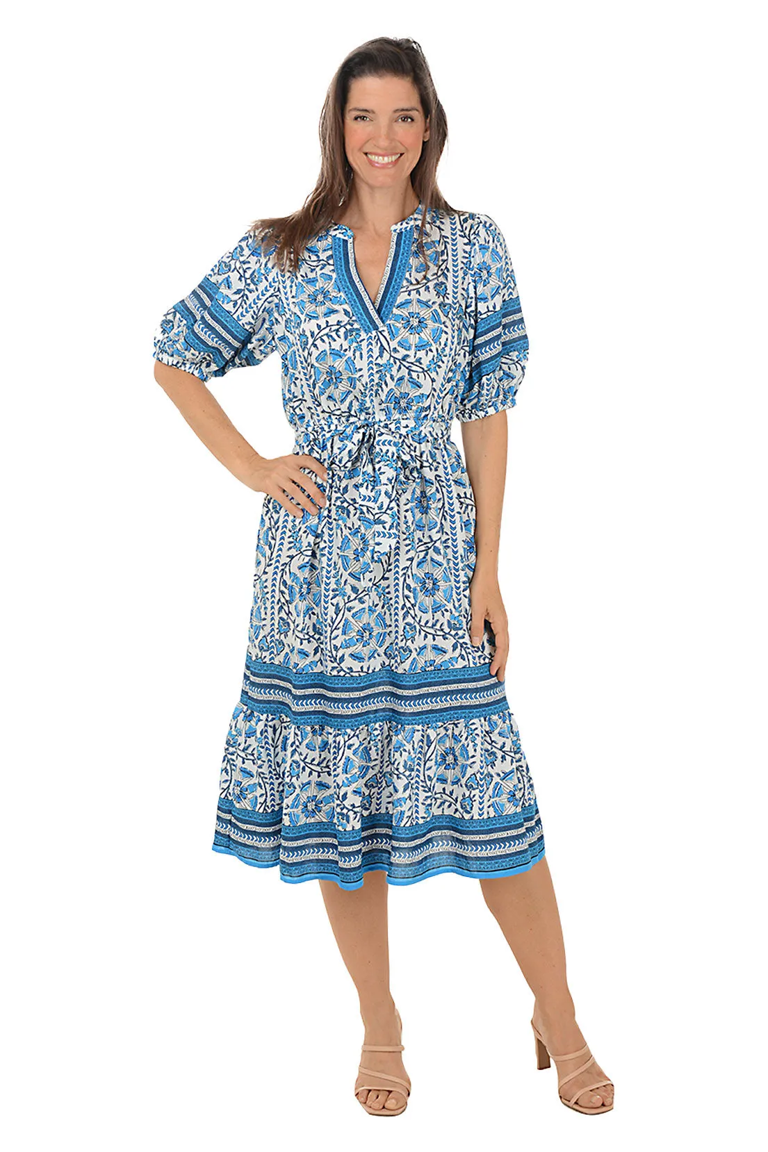 Mandala Flower Belted Dress Soft Mesh