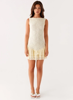 Manuka Ruffle Mini Dress - Yellow