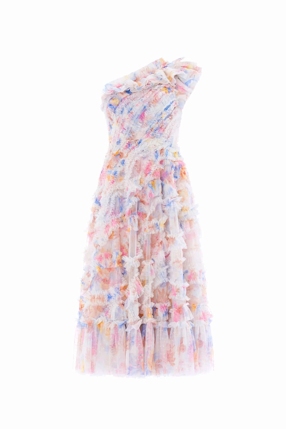 Mariannes Floral Aaliyah One-Shoulder Ballerina Dress Classic Wardrobe Piece