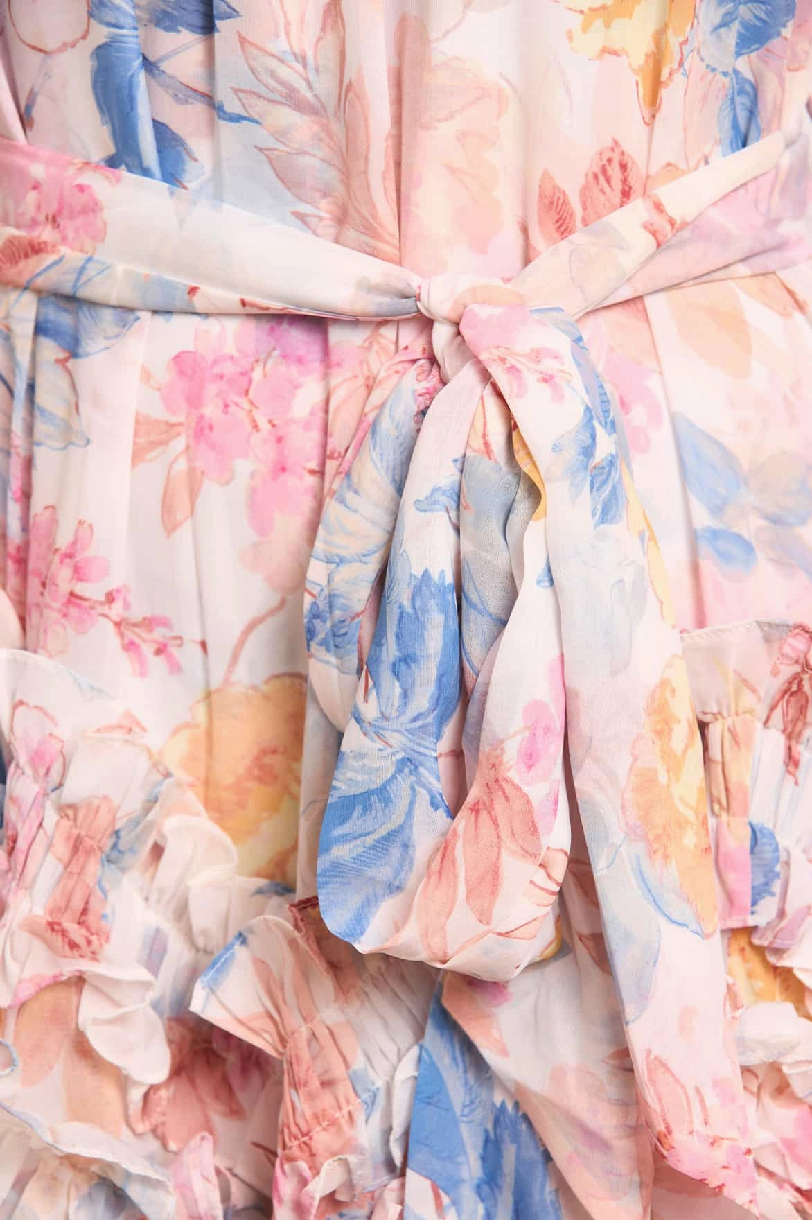 Lightweight-Layer Silky texture Mariannes Floral Chiffon Sleeveless Micro Mini Dress