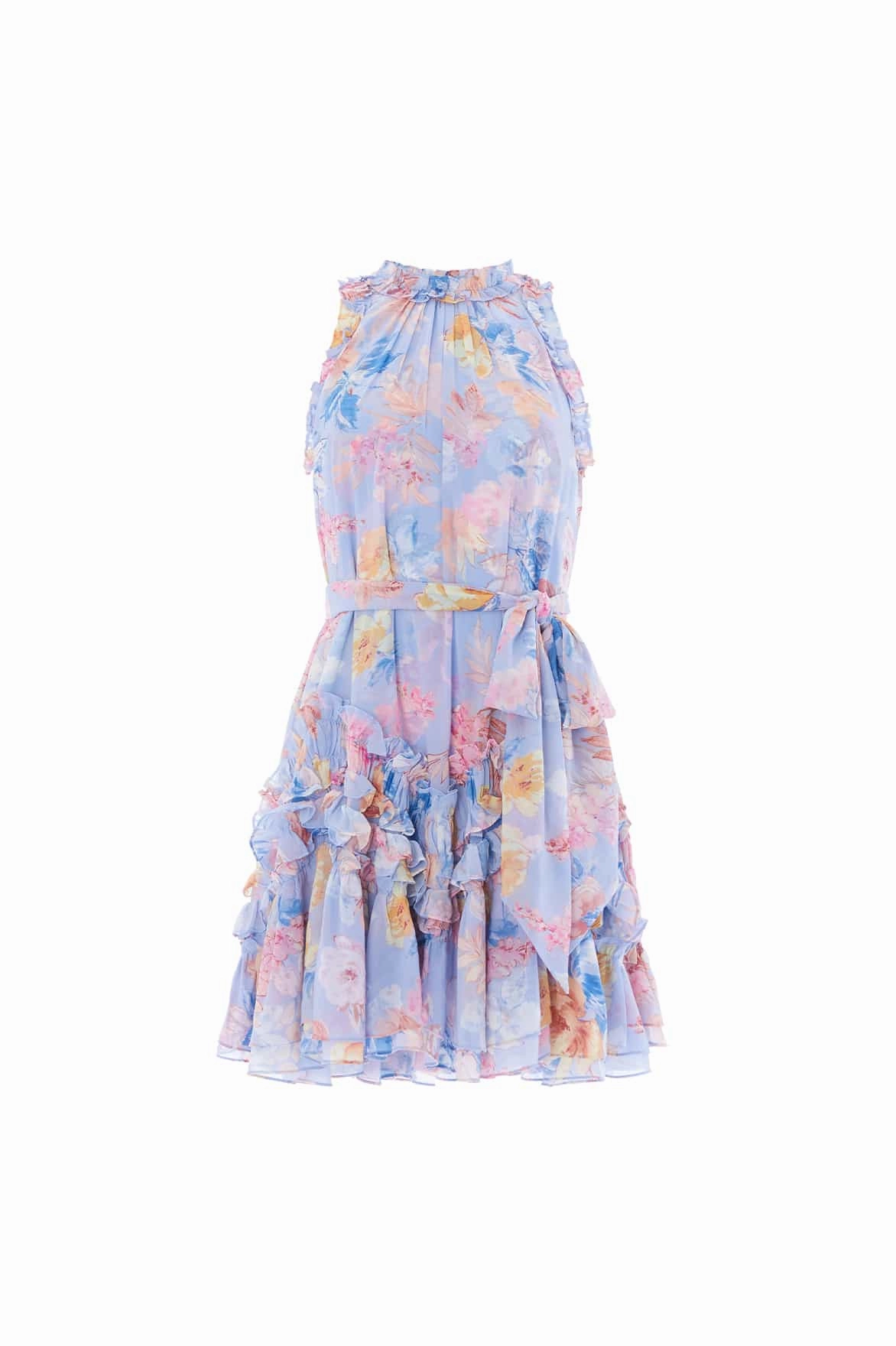 Office Classic Mariannes Floral Chiffon Sleeveless Micro Mini Dress