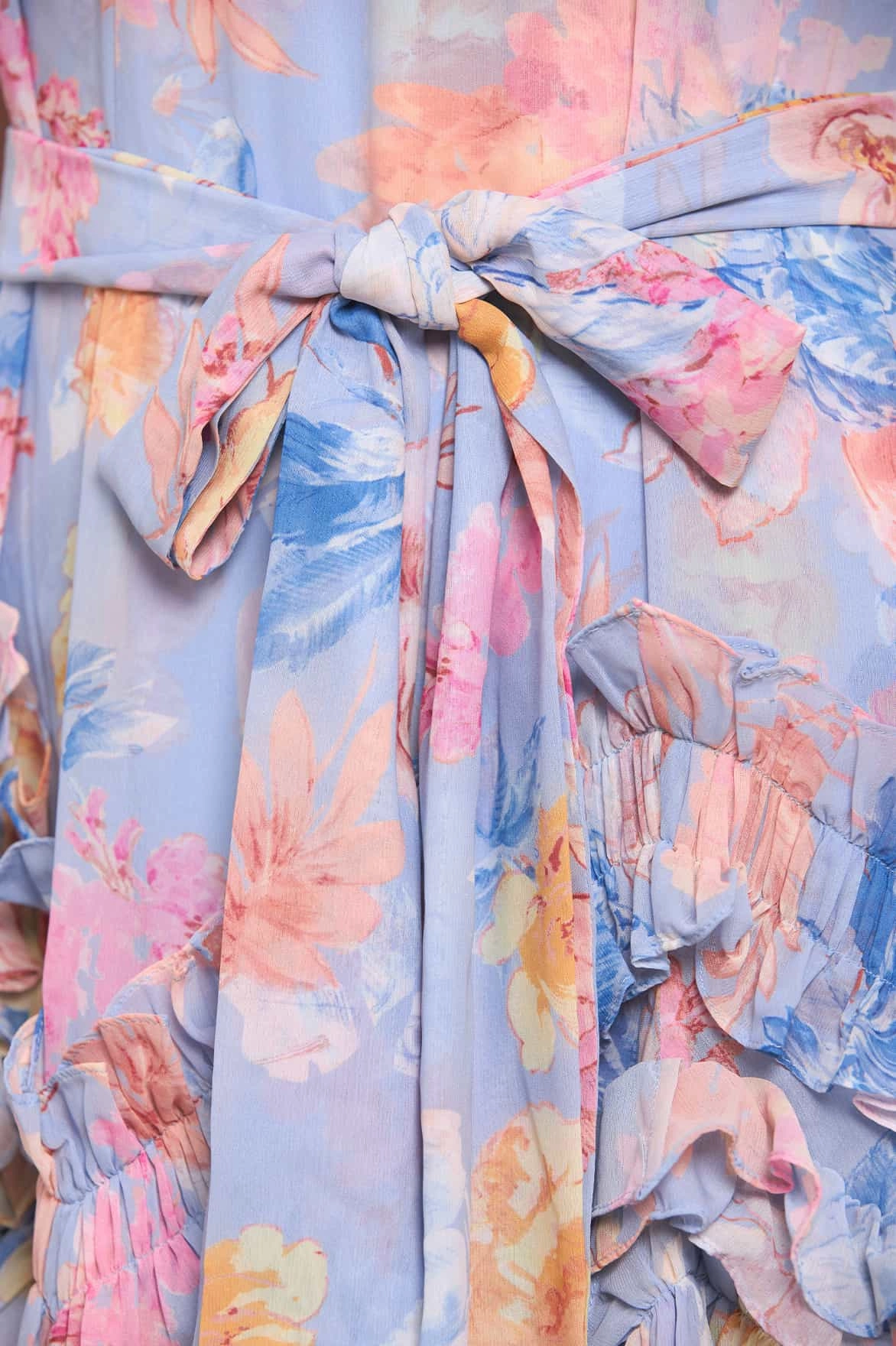 Mariannes Floral Chiffon Sleeveless Micro Mini Dress Sweetheart Cut