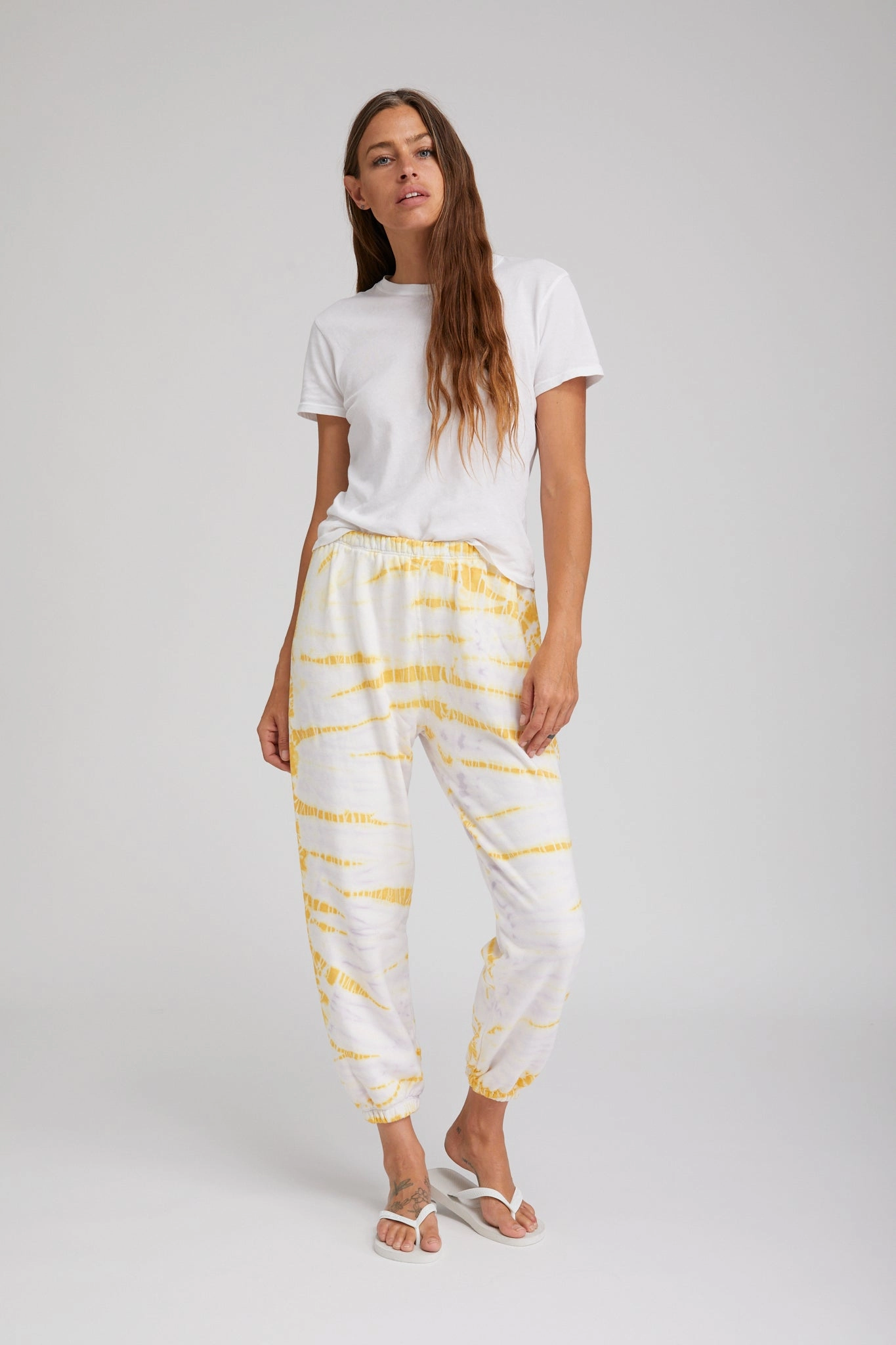Marigold Marble Tri-Blend Sweatpants Non Restrictive Armhole Cut AntiStatic Weave