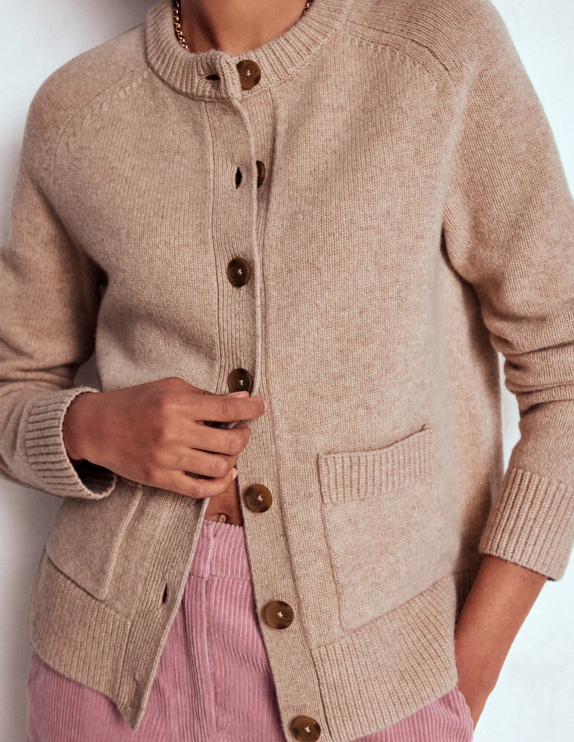 Ventilated Panels Marion Merino Cardigan-Linen