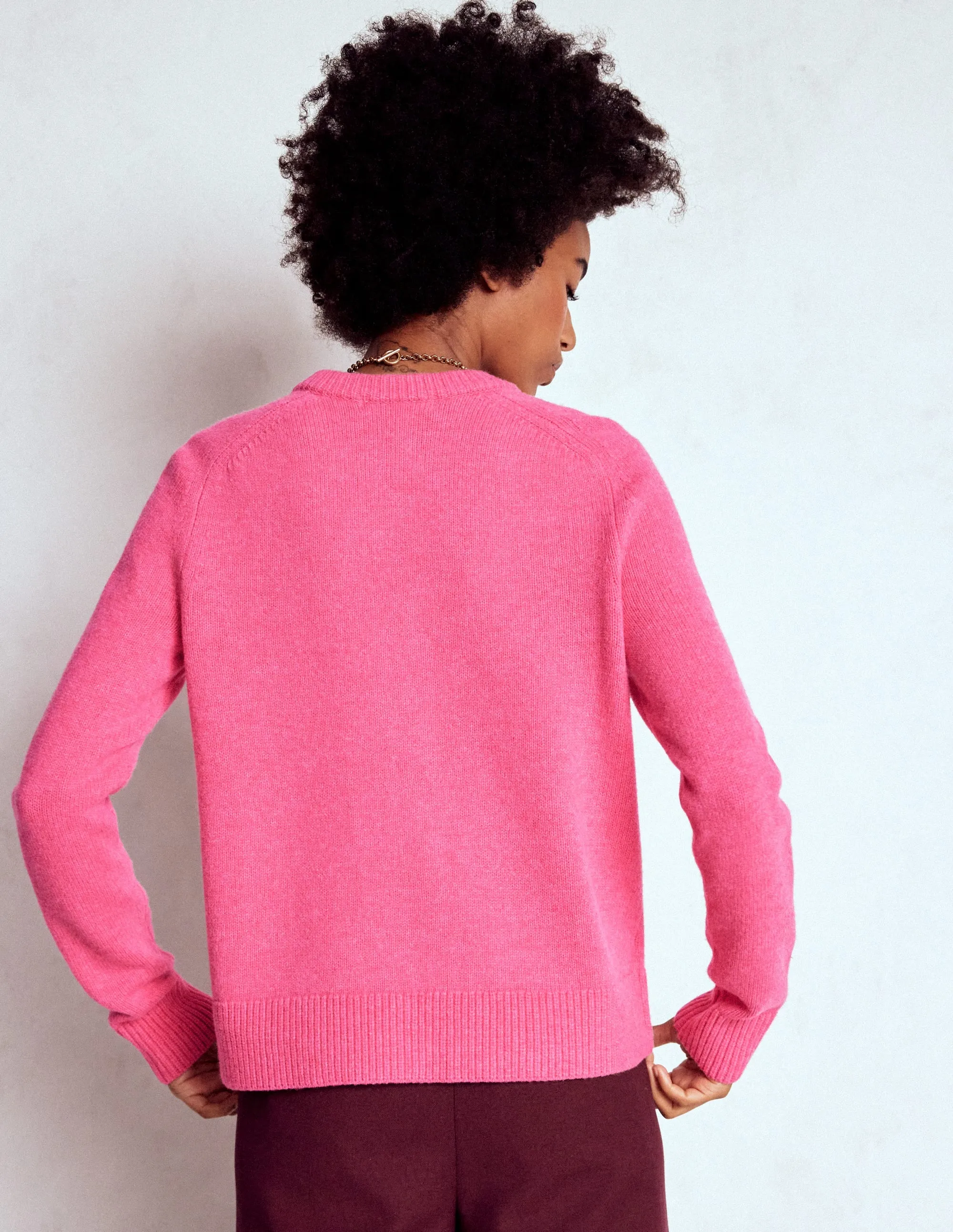 Double Layer Thermal Marion Merino Cardigan-Rose Pink