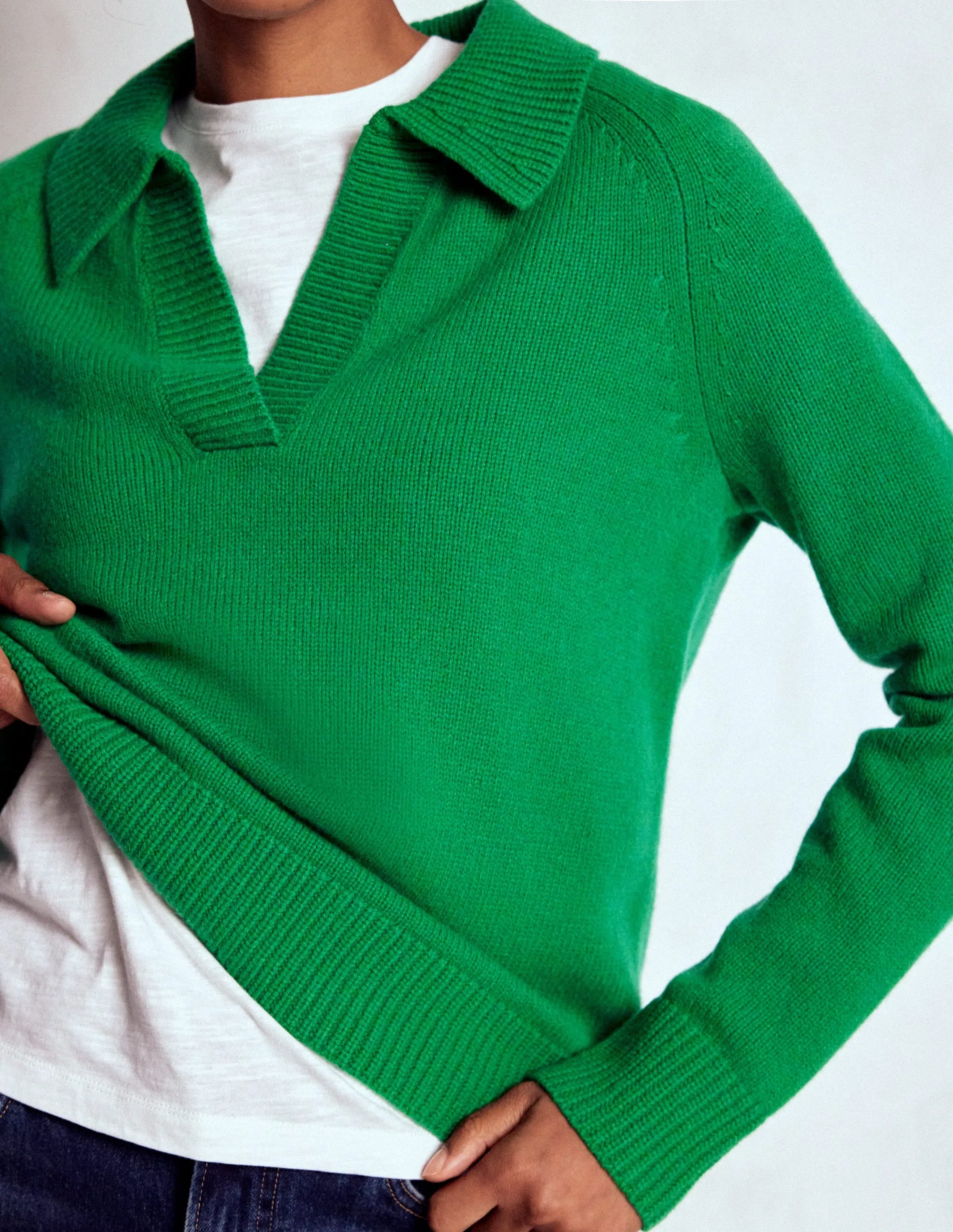 Marion Merino Henley Jumper-Rich Emerald Modern Texture quick dry