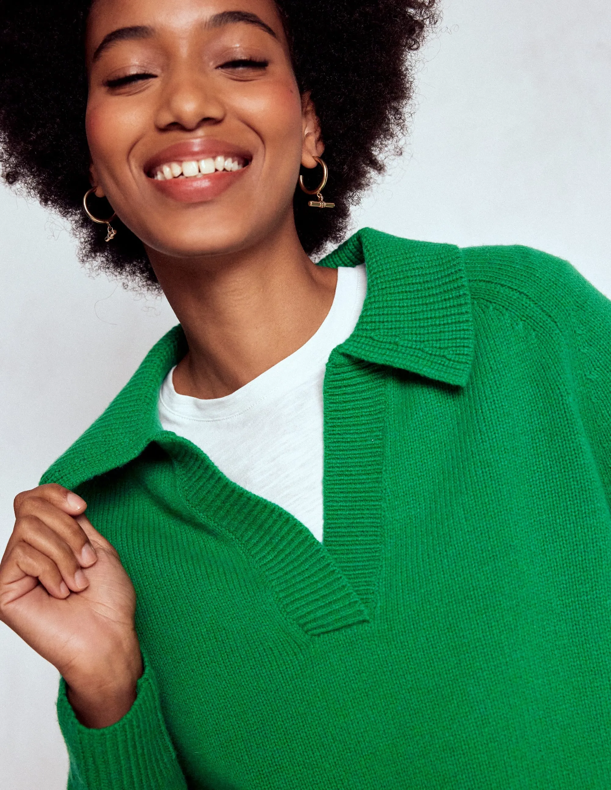 Seasonal Trend Marion Merino Henley Jumper-Rich Emerald