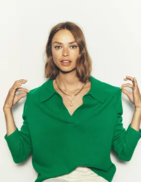 Marion Merino Henley Jumper-Rich Emerald Warm Fabric VeganFriendly Material