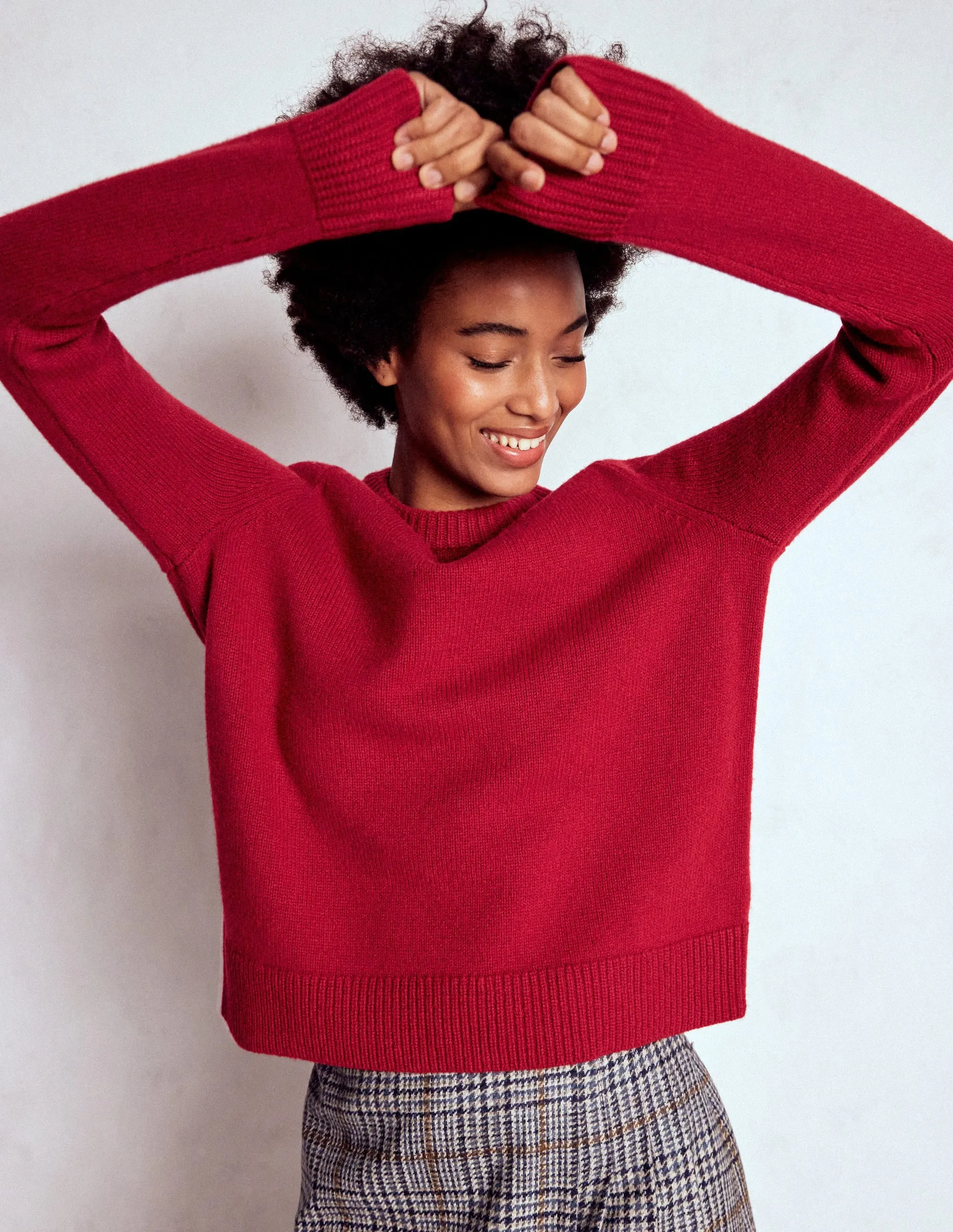 High Elasticity Fiber Marion Merino Jumper-Crimson Red
