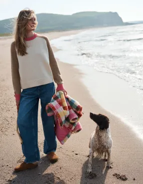 Garment Dyed Process Versatile Comforted Marion Merino Jumper-Warm Ivory, Colourblock