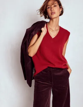 Marion Merino V-Neck Tank-Crimson Red Minimal Comforted