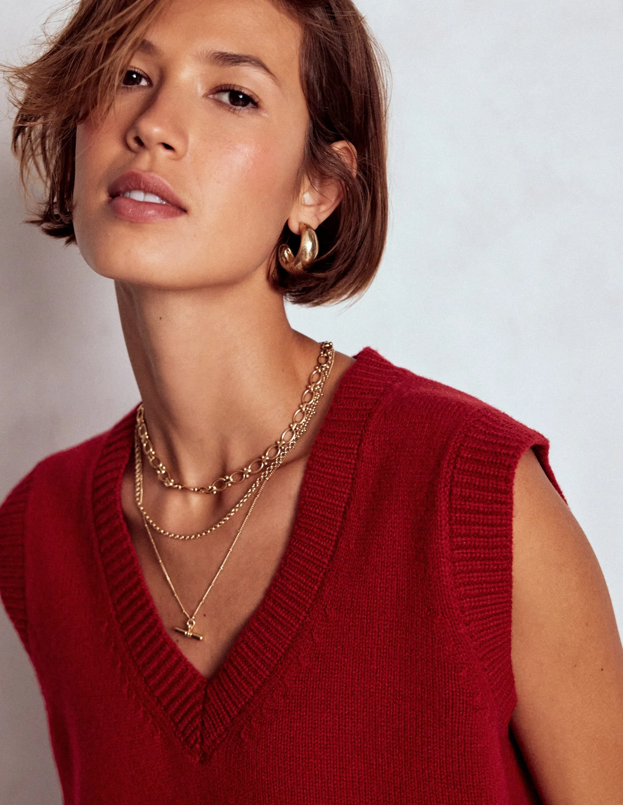 Warm Outfit Marion Merino V-Neck Tank-Crimson Red