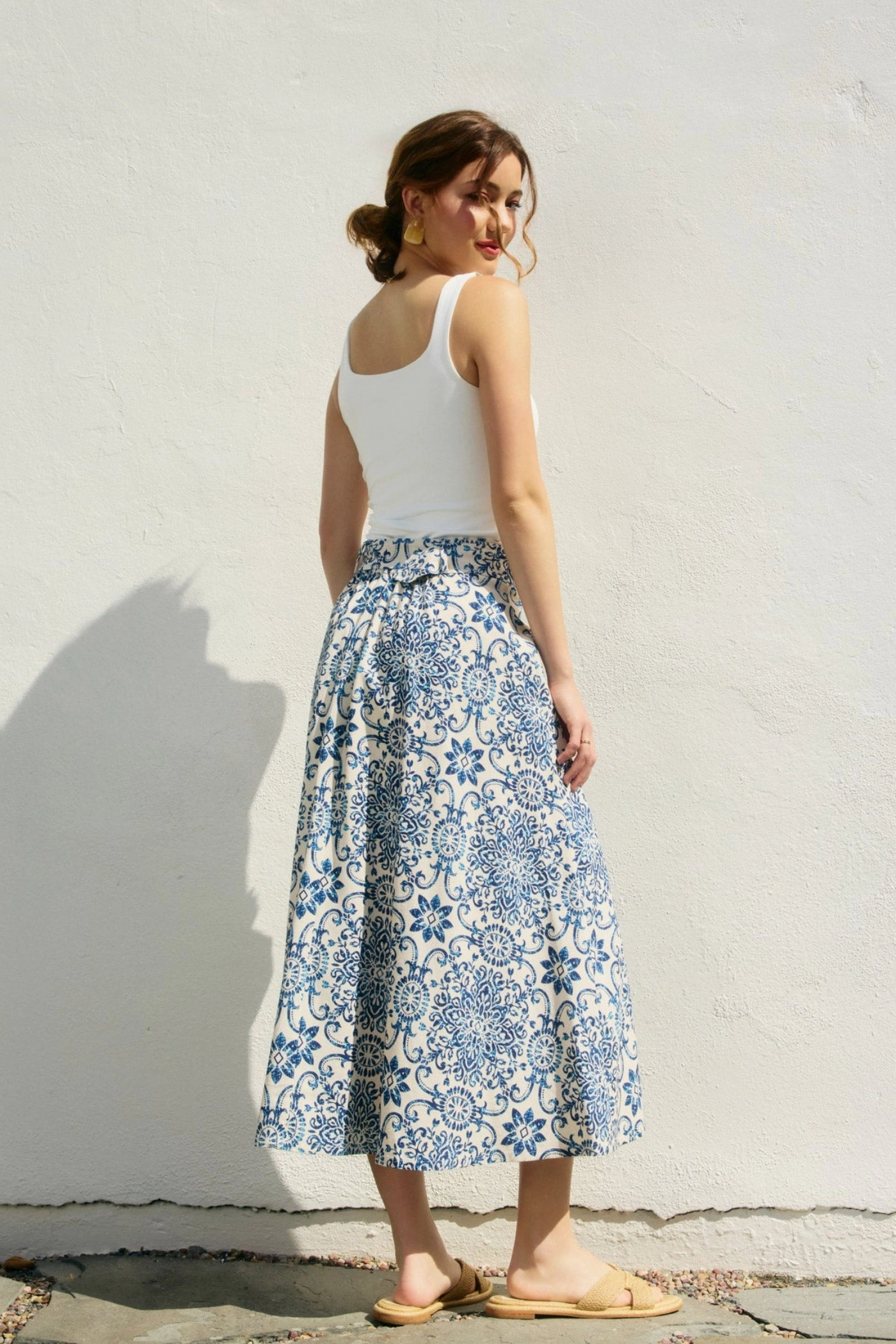 Boutique Exclusive MARISSA MOSAIC BELTED MIDI SKIRT