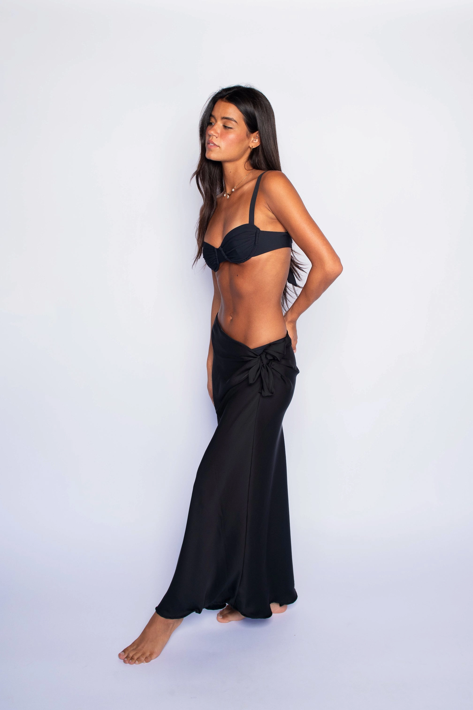 Waist Defining Soft Tones Marissa Skirt Satin - Black