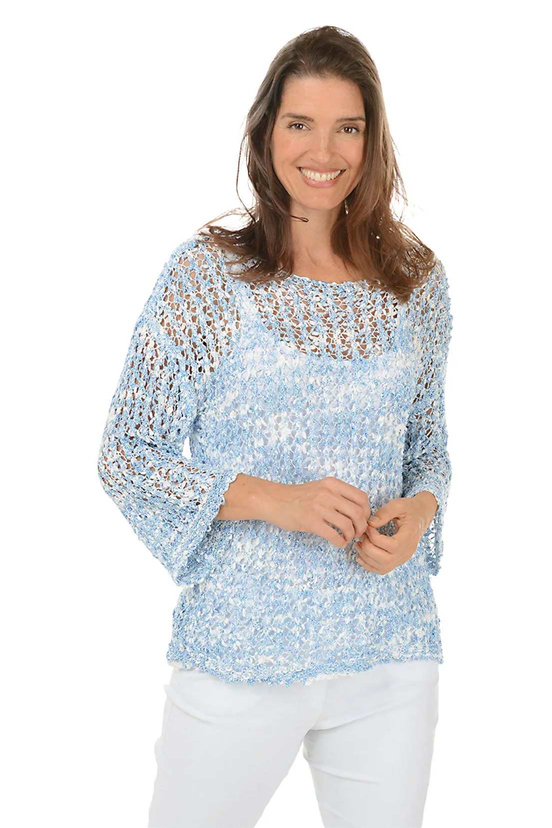 TwoToneEffect Marled Open Weave Sweater