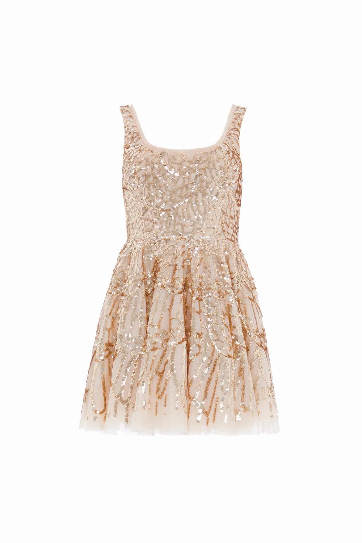 Marquet Scoop Neck Micro Mini Dress Structured-Shape