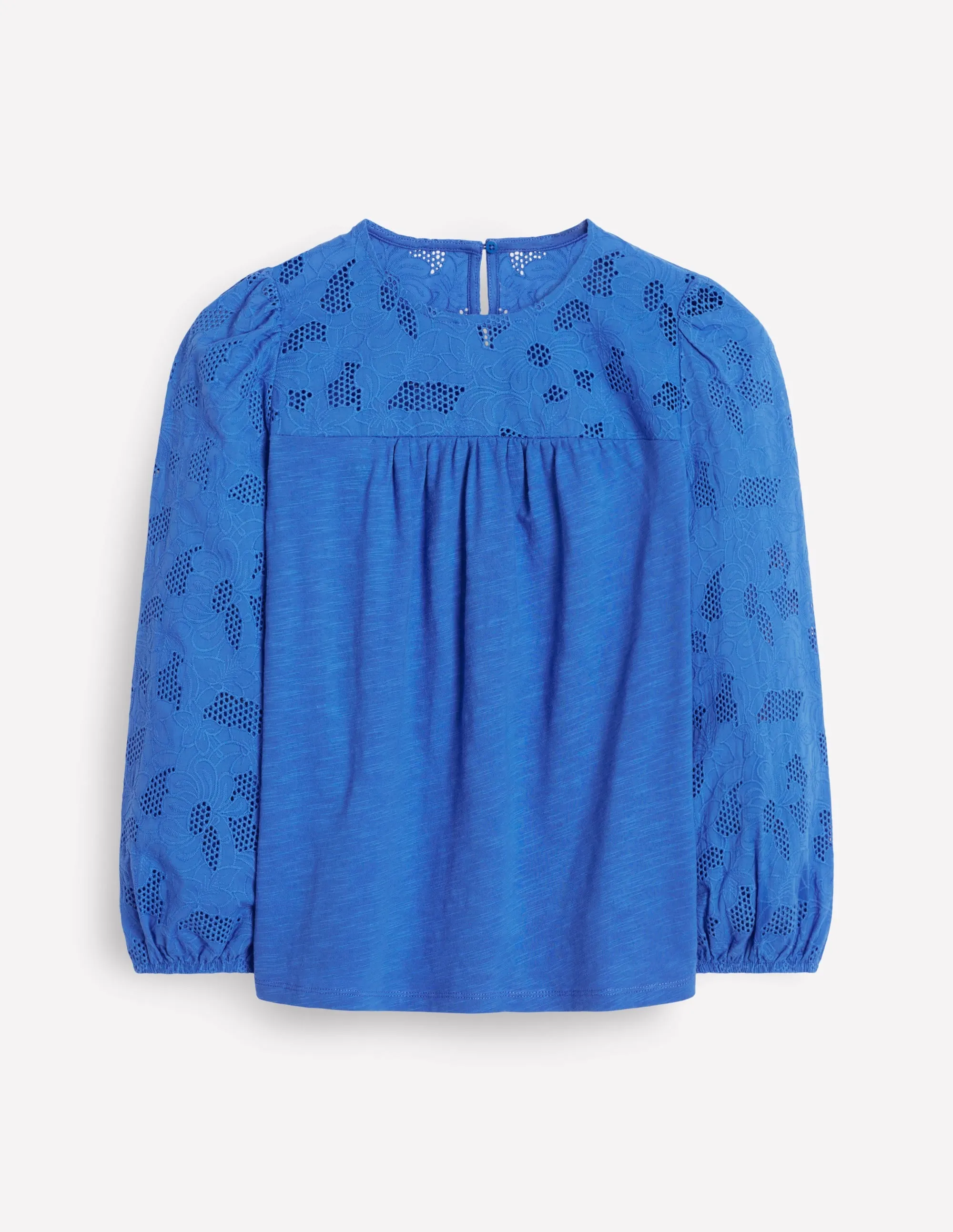 Comfy Cardigan May Broderie Top-Cabana Blue