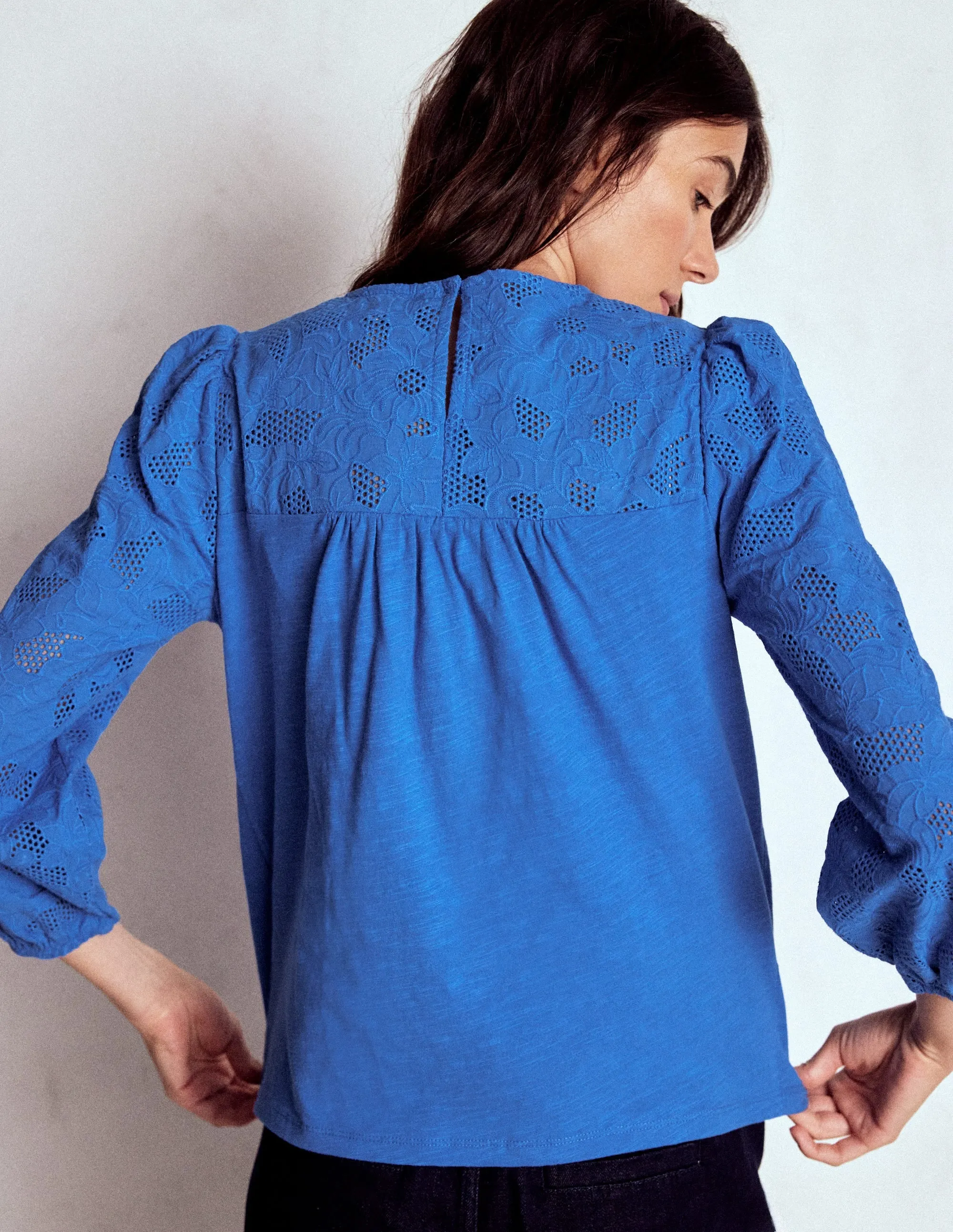 Comfortable Style May Broderie Top-Cabana Blue