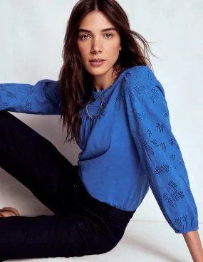 TwoToneEffect May Broderie Top-Cabana Blue