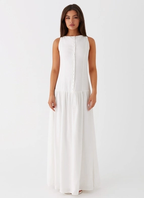 Meggie Linen Maxi Dress - White