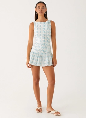 Meggie Linen Mini Dress - Sweet Daydream Print