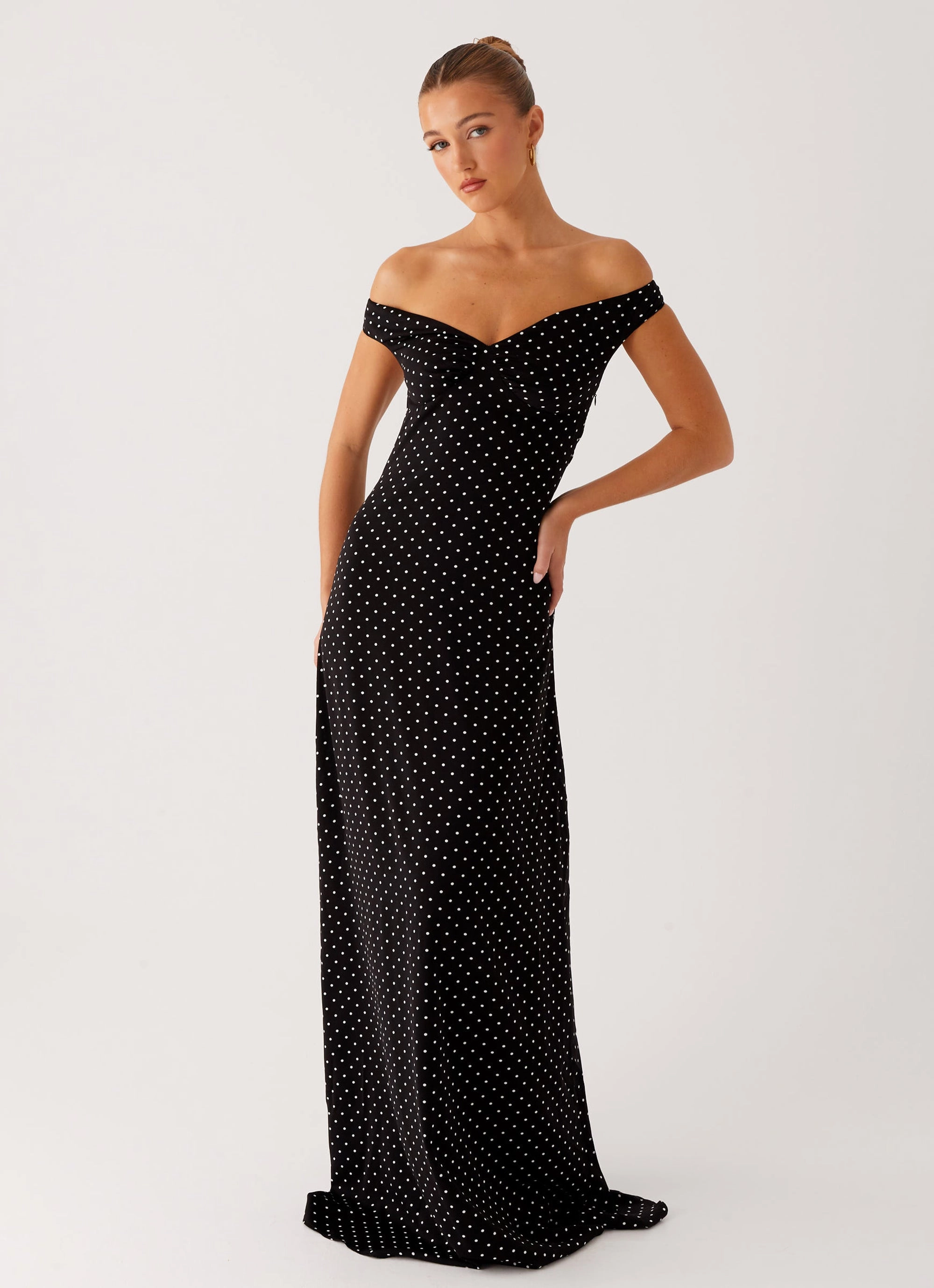 Melany Maxi Dress - Black Polka Dot