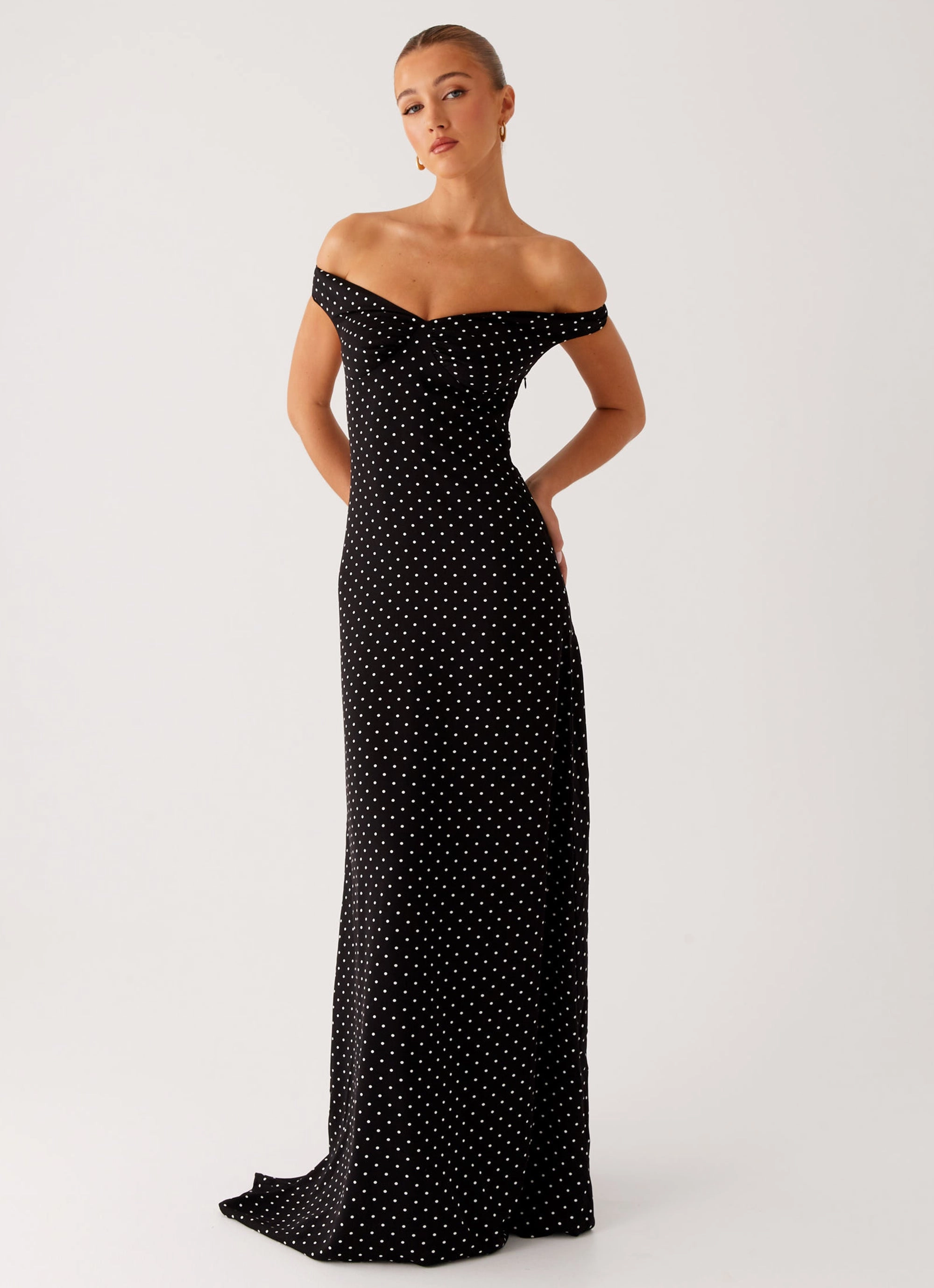 Melany Maxi Dress - Black Polka Dot