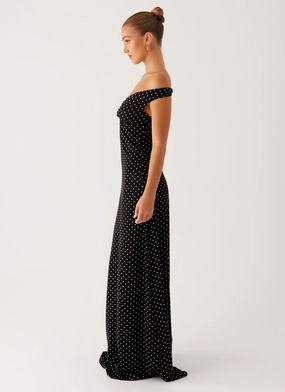 Melany Maxi Dress - Black Polka Dot