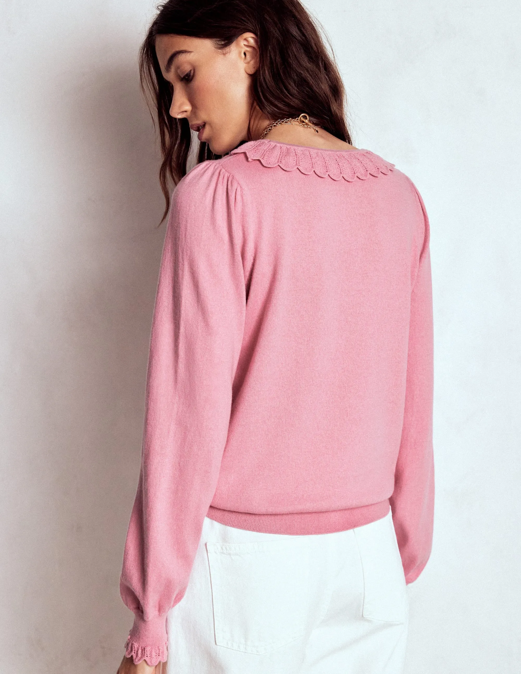 Anti Pilling Melina Cotton Ruffle Jumper-Formica Pink