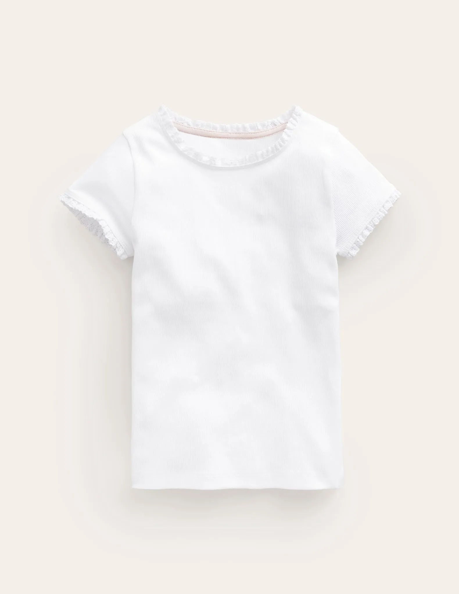 Short Sleeve Ribbed T-shirt-White Perfect for Layering