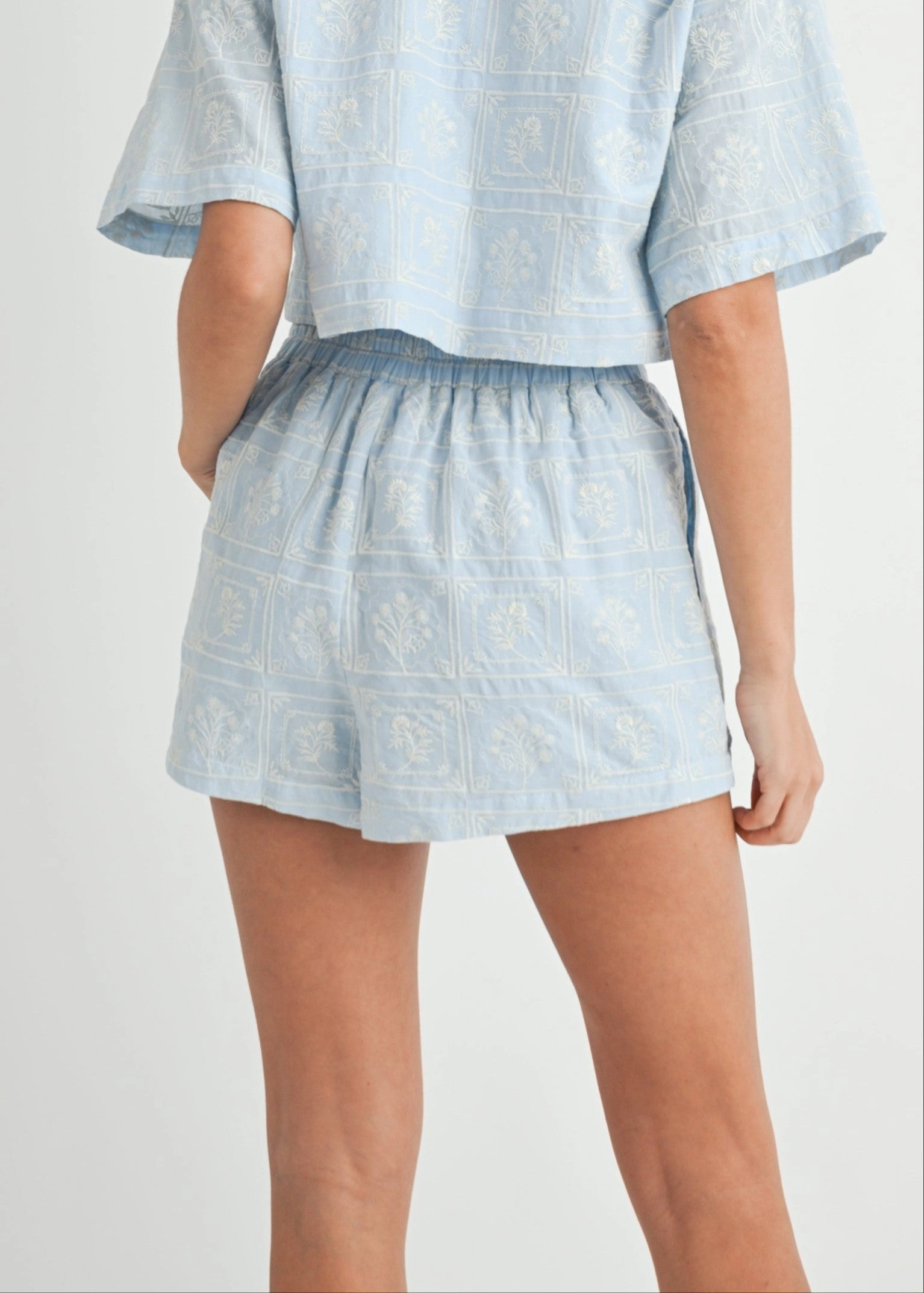 Active Mode Slim Flex MIA EMBROIDERED BLUE SHORTS