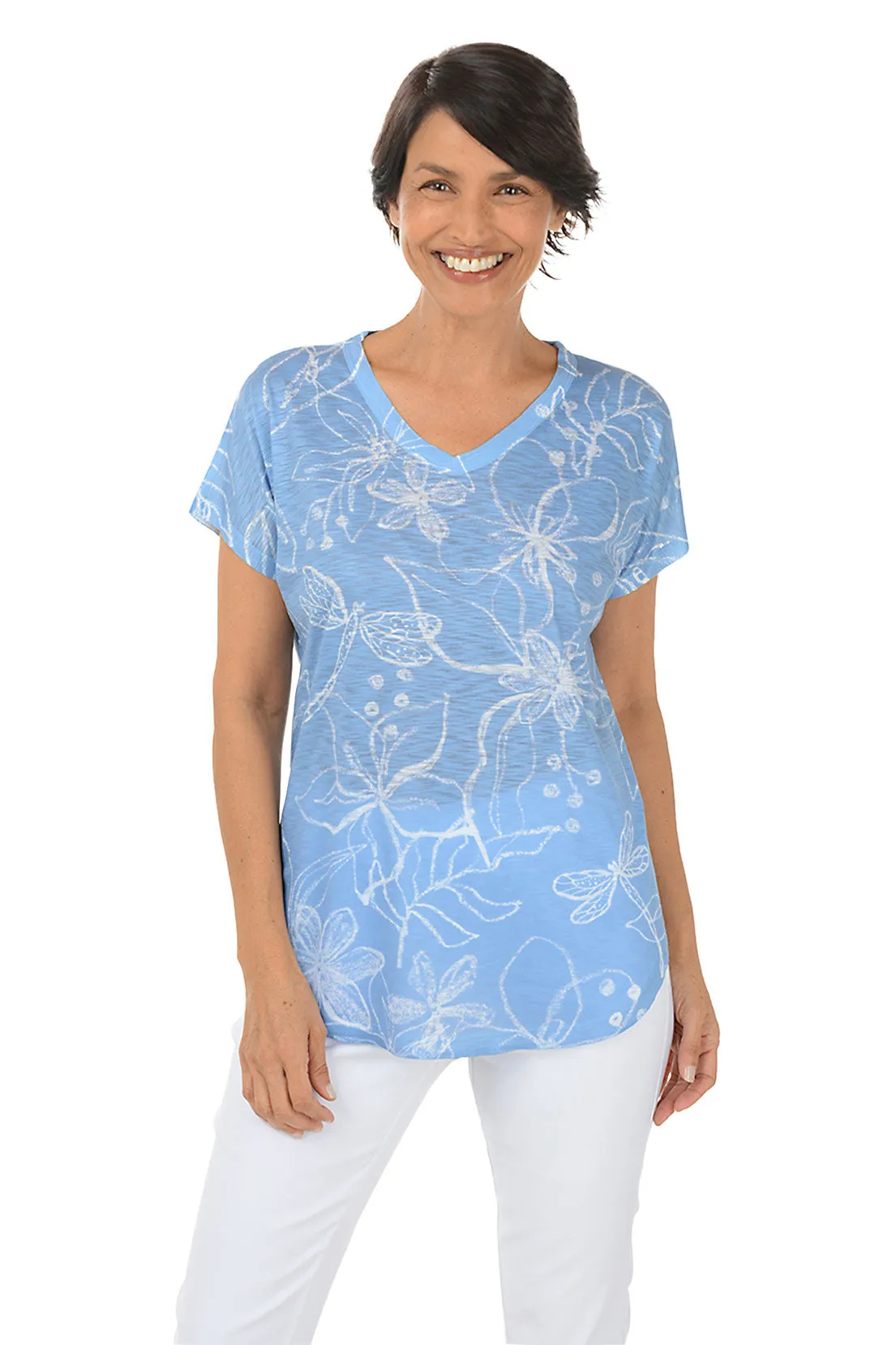 MicrofiberBlend Petite Darling Short Sleeve Slub Knit Top