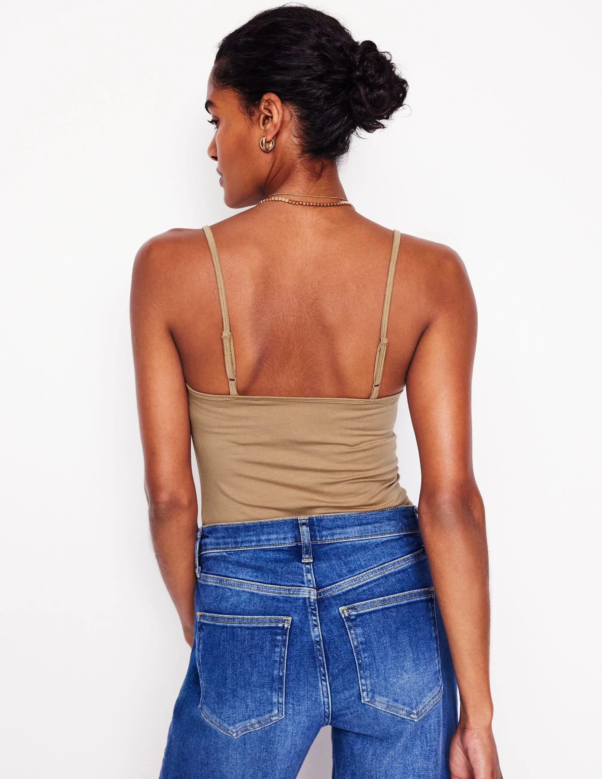 MultipanelLayout Plain Cami Top-Medium Beige